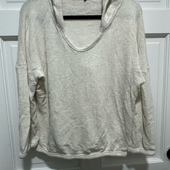 James Perse 4 Cream Hooded Sweater Cropped Lagenlook Minimalist XL - Picture 3 of 6